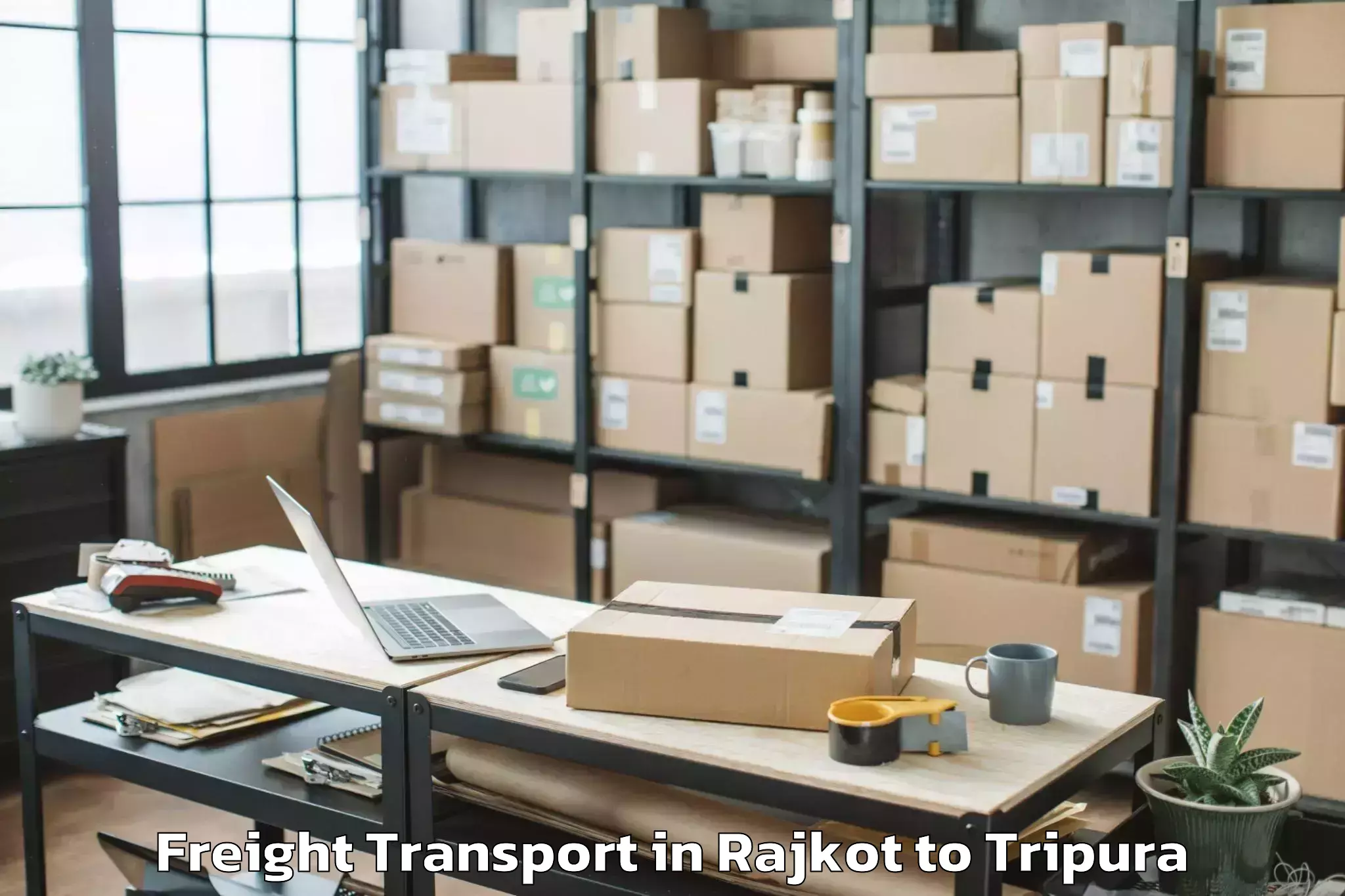 Easy Rajkot to Amarpur Gomati Freight Transport Booking